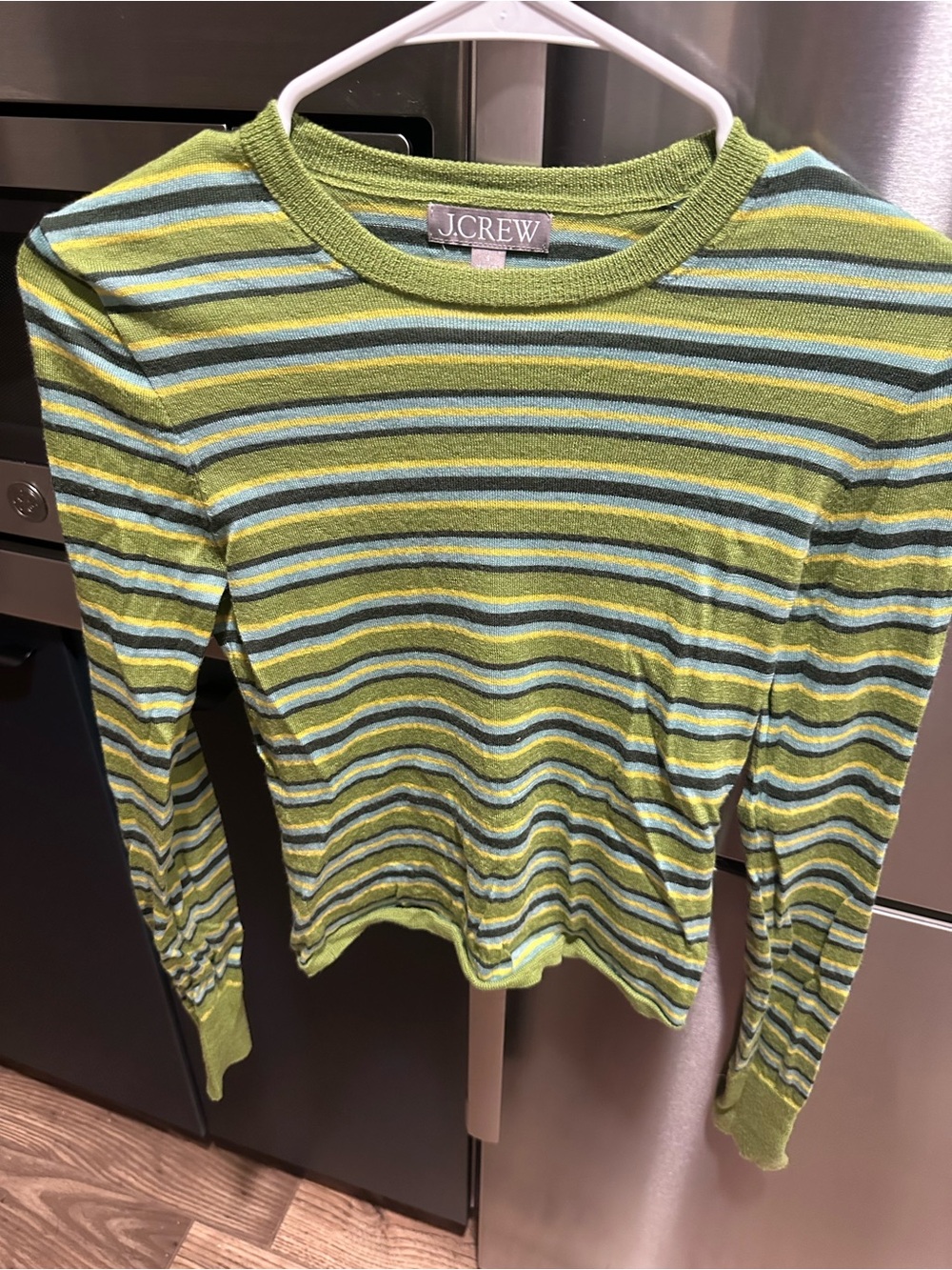 J. Crew Carolyn fitted crewneck sweater in striped merino wool - Picture 2 of 4